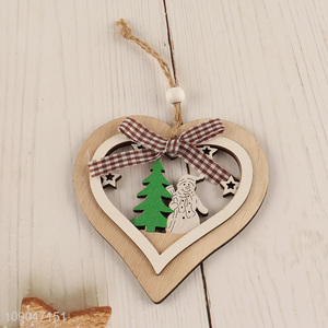 Best selling heart shape wooden Christmas hanging ornaments decoration wholesale