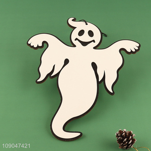 Factory direct sale ghost shape wooden Halloween hanging ornaments for decoration