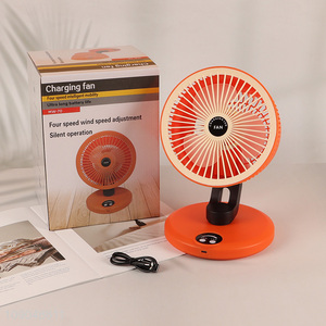 New Product USB Rechargeable LED Light Desk Fan 4-Speed Table Fan for Home Office