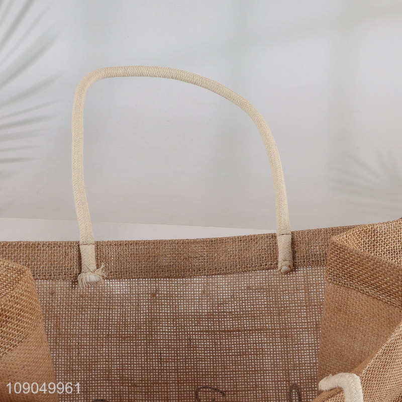 Good quality portable reusable linen handbag tote bag shopping bag