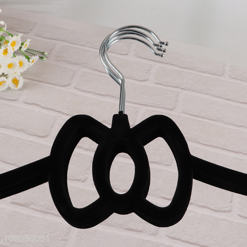 Hot selling 5pcs black velvet clothes hanger anti-slip coat hanger wholesale