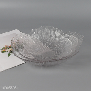 Good selling flower shape clear glass fruits plate for home restaurant