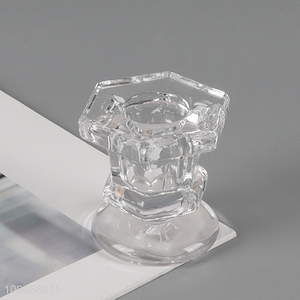 Online wholesale tabletop decoration clear glass candlestick candle holder