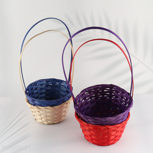 Good Quality Mini Bamboo Easter Basket Colorful Woven Bamboo Basket with Handle