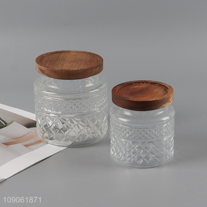 New arrival embossed glass kitchen storage jar sealed empty jar