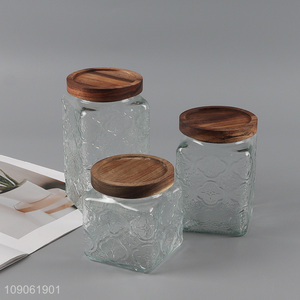 Popular products square clear glass sealed storage jar for home kitchen