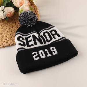 Good Quality Unisex Pompom Beanie Hat Winter Jacquard Knit Hat for Men Women