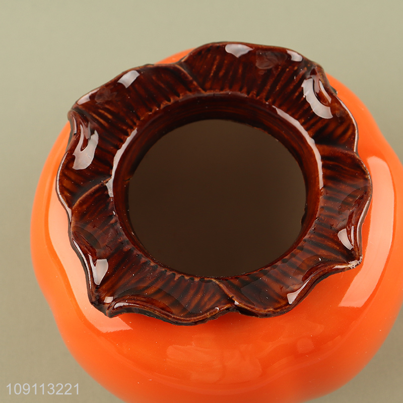 Factory direct sale persimmon shape ceramic mini flower pot for home decor