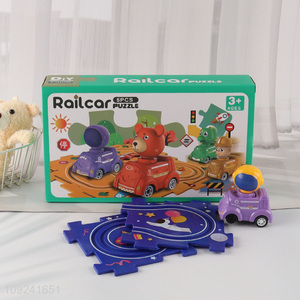 Good Quality <em>Puzzle</em> Track Electric Space Car Toy Cartoon Railcar Set