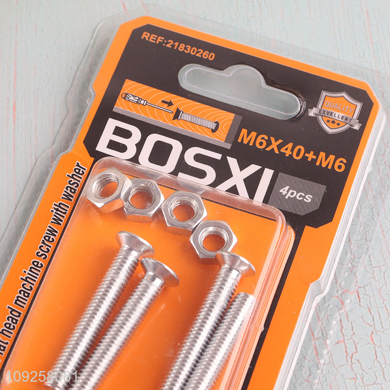 Good Quality 4 Pieces M6 Iron Screws and Nuts Set Hardware Assortment Kit