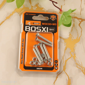 Hot Selling 6 Pieces M5 Iron Screws and Nuts Set Hardware Assortment Kit