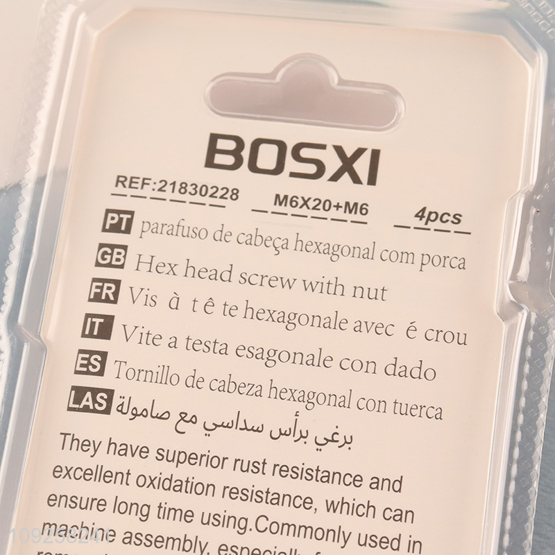 Factory Supply 4 Pieces M6 Iron Screws and Nuts Set Hardware Assortment Kit