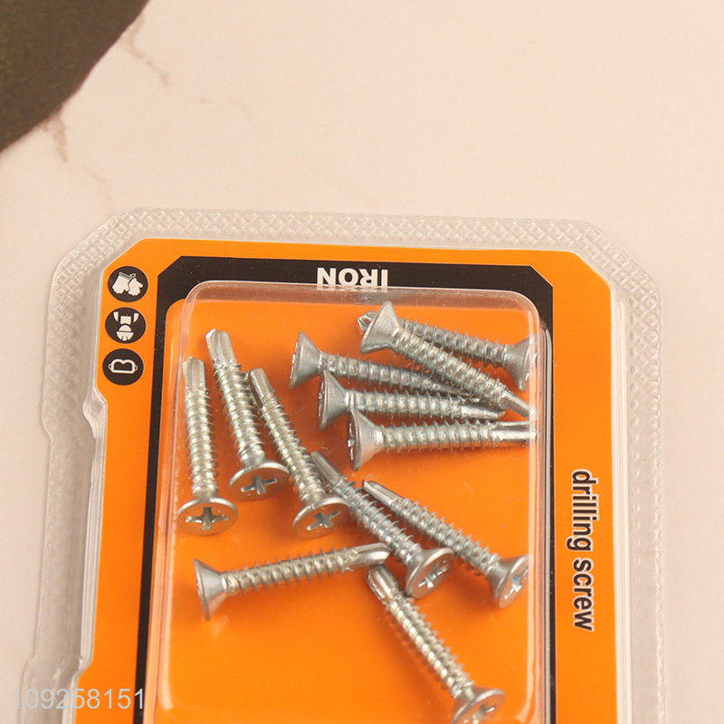 Factory Supply 12 Pieces Self Drilling Screws Set Iron Self Tapping Screws Set