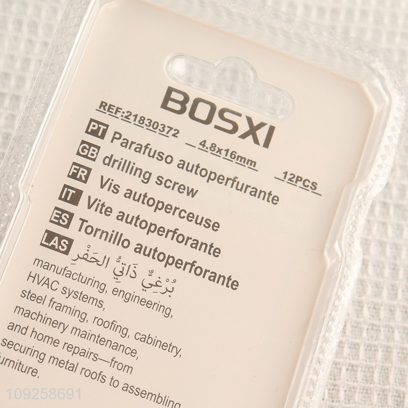 Factory Supply 12 Pieces Self Drilling Screws Set Iron Self Tapping Screws Set