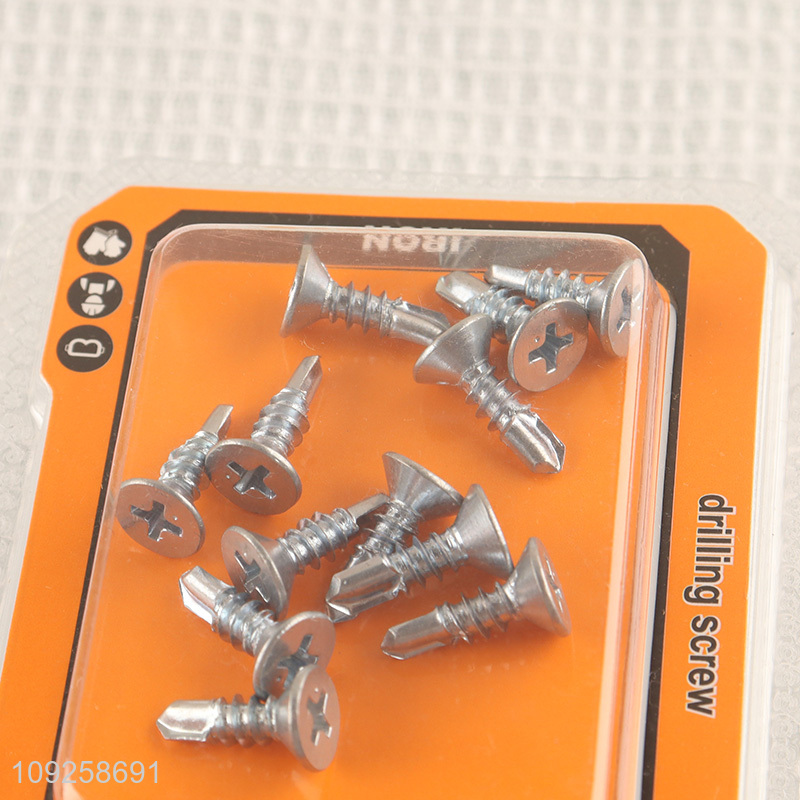 Factory Supply 12 Pieces Self Drilling Screws Set Iron Self Tapping Screws Set