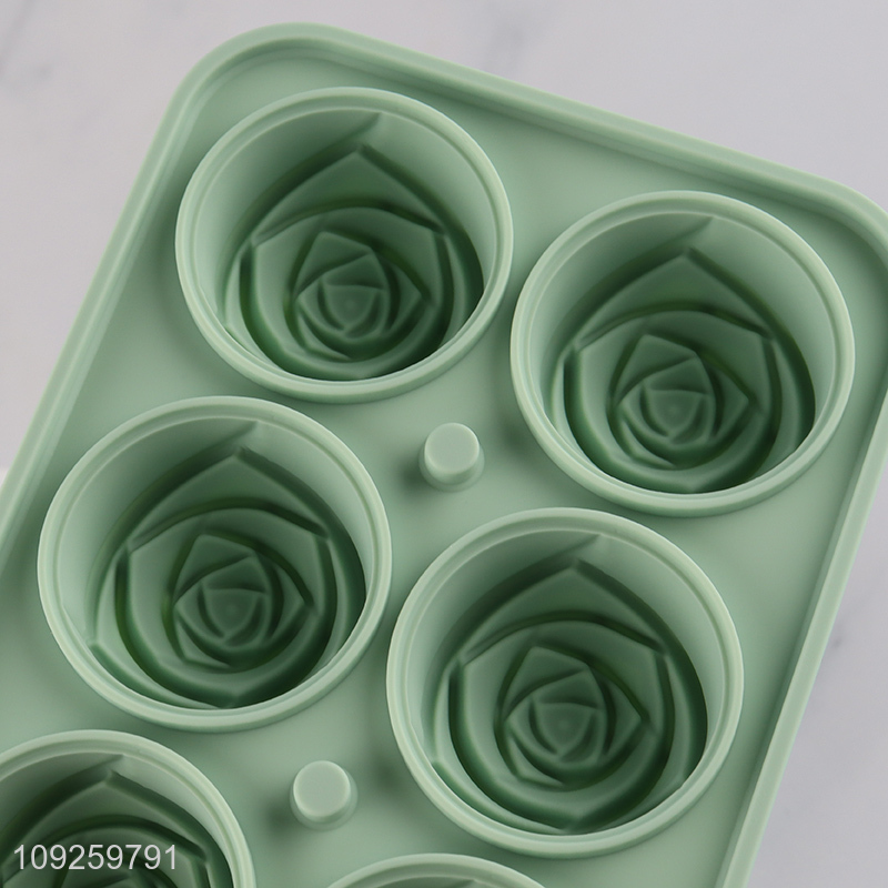 Factory Supply 3D Rose Ice Cube Molds Silicone Ice Ball Maker with Lid
