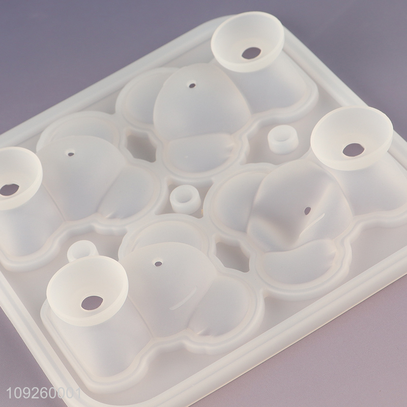 Factory Price 3D Bear Silicone Ice Tray Ice Cube Molds with Lid