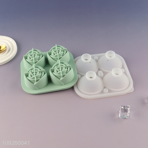 New Arrival 3D Rose Ice Cube Molds Silicone Ice Cube Tray for Whiskey