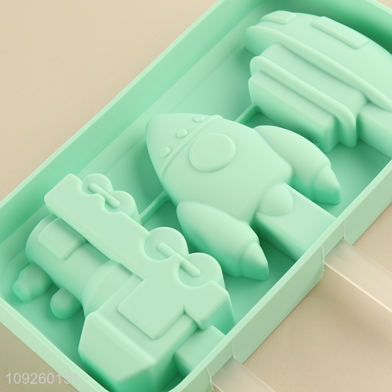Hot Selling Silicone Popsicle Molds 3-Cavity Popsicle Molds with Sticks
