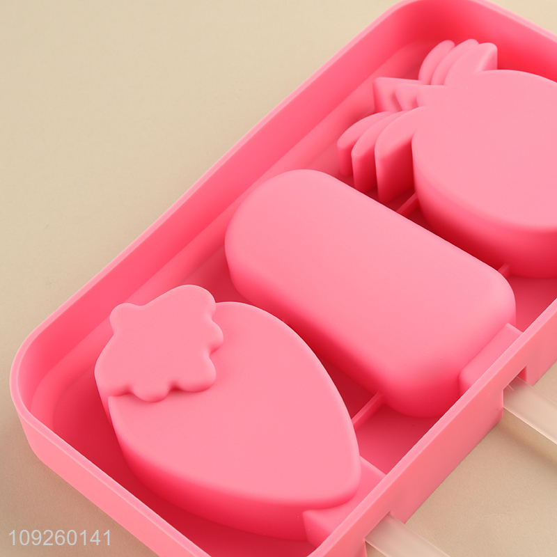Factory Price Silicone Popsicle Molds 3-Cavity Ice Cream Molds Wholesale