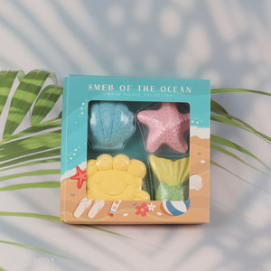 Hot selling 4pcs ocean series bath ball handmade bath bomb gifts box