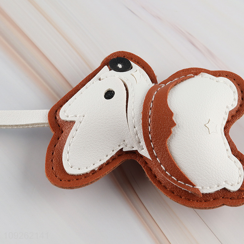 Hot Selling Corgi Keychain Pendant PU Leather Bag Charm Key Chain Accessories