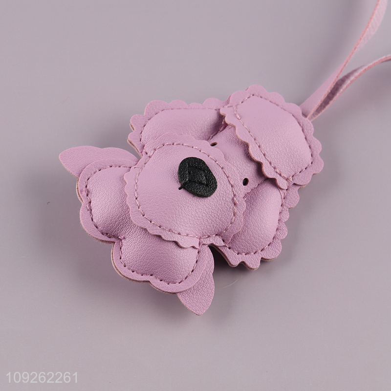 Factory Price Teddy Dog Keychain Pendant PU Leather Bag Charm for Handbag Backpack