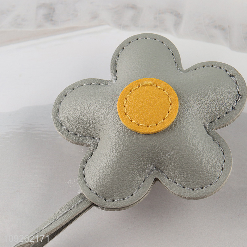 Factory Price Flower Keychain Bag Charm PU Leather Keychain Handbag Purse Pendant