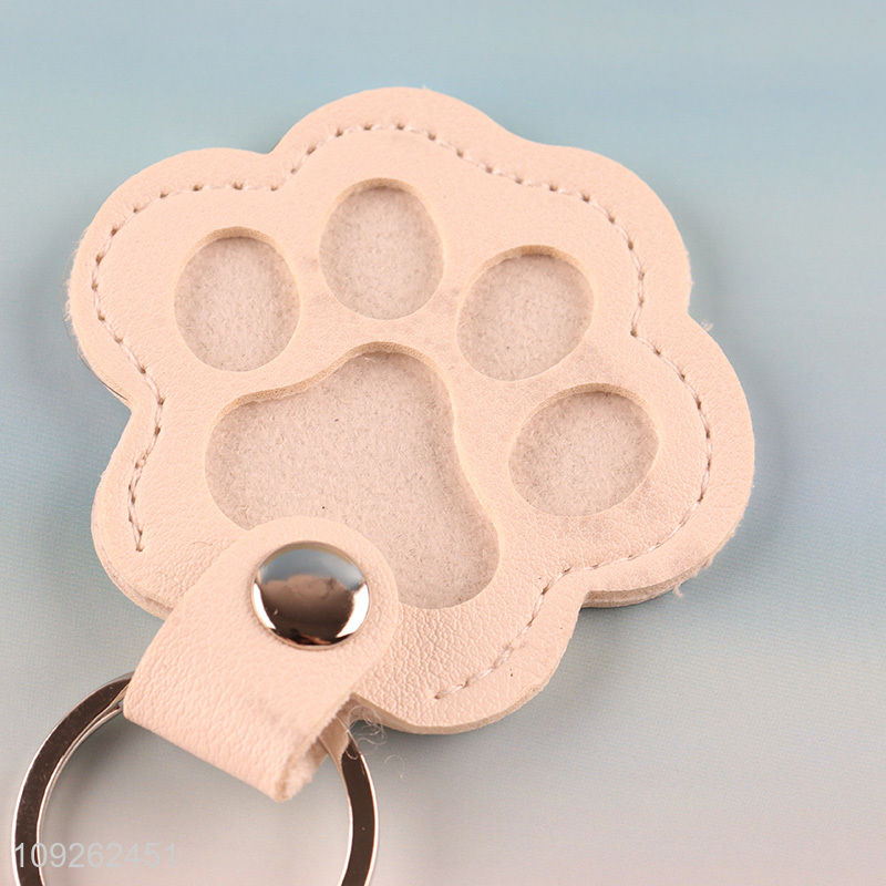 China Imports Cat Paw Keychain PU Leather Keychain Bag Charm Backpack Purse Pendant