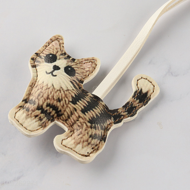 China Imports Cat Keychain Pendant PU Leather Bag Pendant for Handbag Backpack Purse