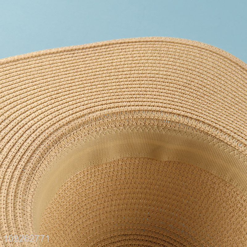 High Quality Summer Straw Hat Outdoor Leaf Printed Floppy Straw Hat