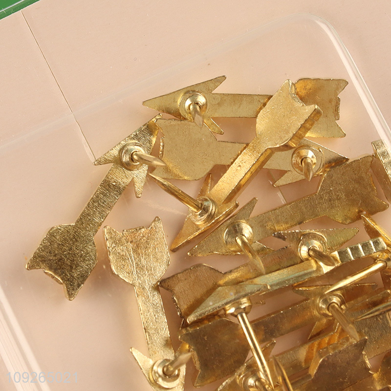 China Imports Gold Arrow Push Pins Metal Thumbtacks for Photos Postcards Fixing