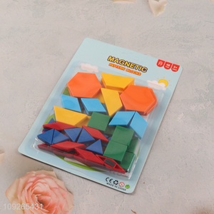 Good quality colourful 48pcs magnetic pattern block toy kids teaching toys