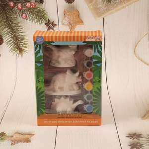 Low price dinosaur shape diy plaster paint set painting toys for children