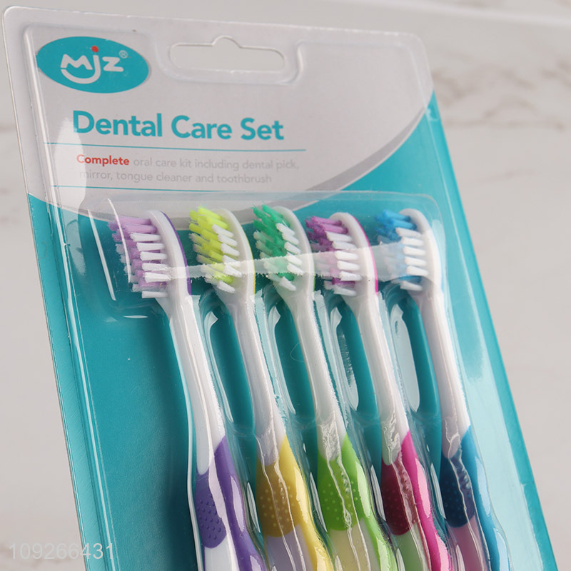 China Wholesale 5Pcs/Set Kids Manual Toothbrush Set with Nylon Bristles