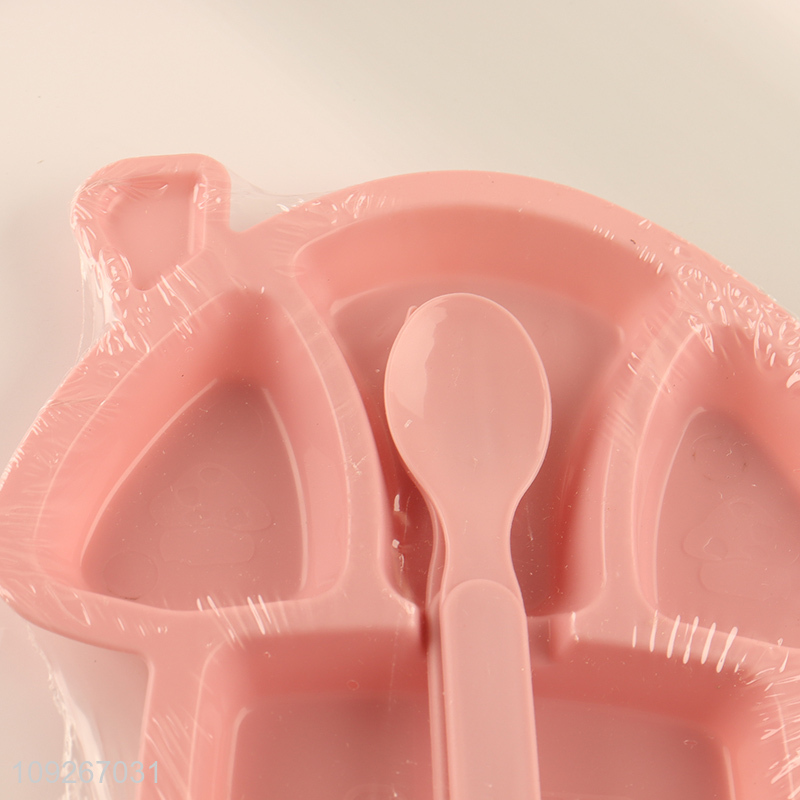 Good quality plastic baby dinner plate set with fork and spoon for sale