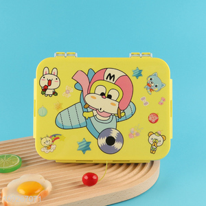 Low price cartoon plastic school children lunch box set for sale