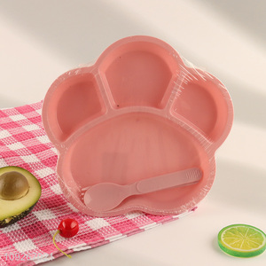 Good selling plastic baby dinner plate set with fork and spoon wholesale