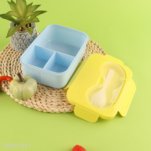 Hot items portable 3compartment plastic lunch box with tableware