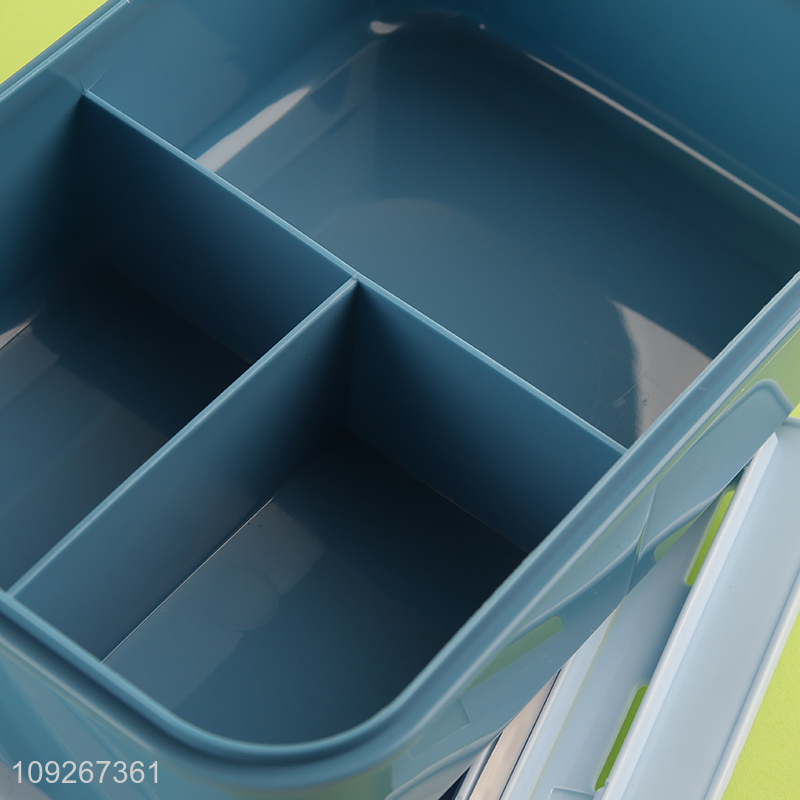 Most popular portable cartoon plastic lunch box set for school kids