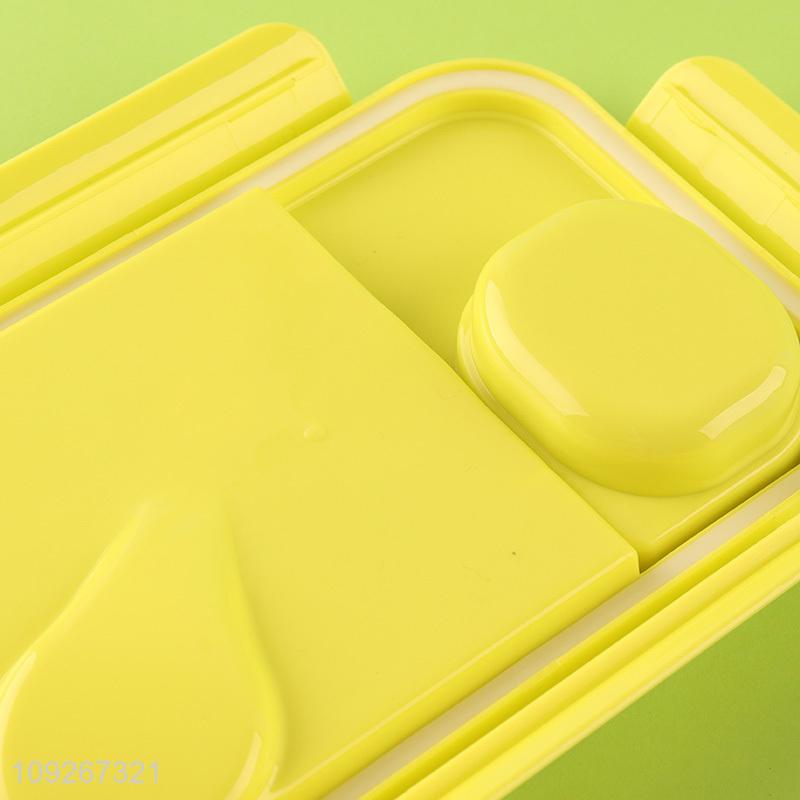 Yiwu market cartoon school kids plastic lunch box set with spoon