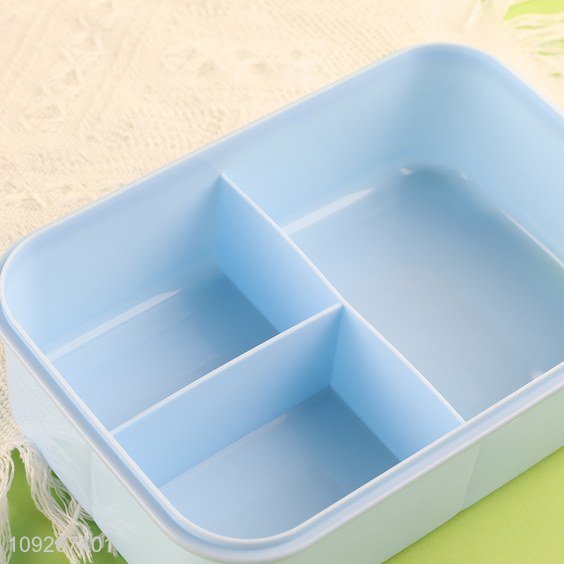 Yiwu market cartoon portable plastic 3compartment lunch box set for sale