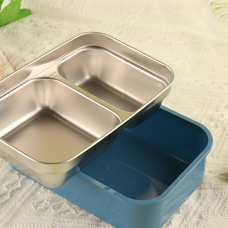 China wholesale school kids stainless steel lunch box set with tableware