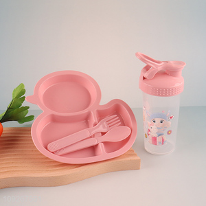 Hot selling duck shape dinner plate water bottle straw bottle set wholesale