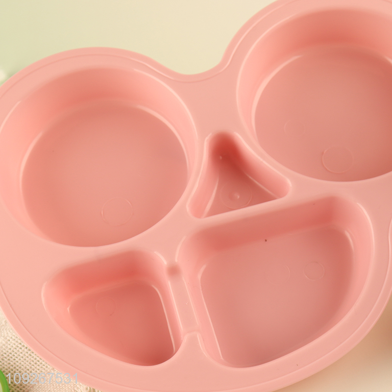 Good selling car shape pink plastic dinner plate straw cup set wholesale