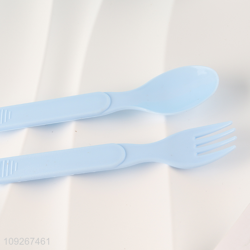 Most popular blue plastic kids dinner plate set with cartoon water bottle