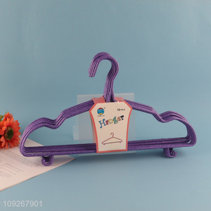 Hot selling 10pcs purple anti-slip clothes hanger coat hanger wholesale