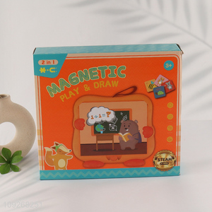 Factory supply children 2in1 English number magnetic puzzle game learning board