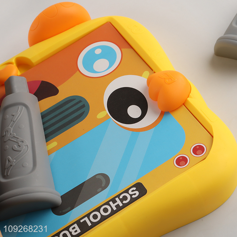 Good quality school bus shape kids magnetic puzzle game learning board