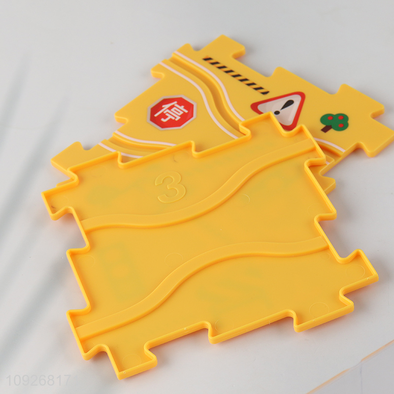 New arrival children diy track park puzzle game electric rail car toys